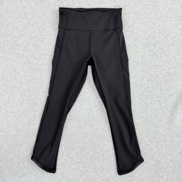 lululemon athletica Pants - Lululemon Leggings Women Size 4 Black Mesh Panel Cropped Pilates Yoga Gym Active